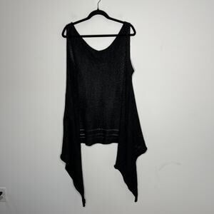 Skif Happy Circle Sweater Womens One Size Black Raffia Cotton Open Knit Tunic